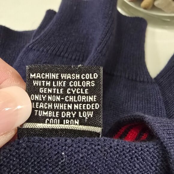 Vtg Academia Preppy Blue Red Argyle Sweater Mens XL Jos A Bank Leadbetter Golf - Picture 6 of 7